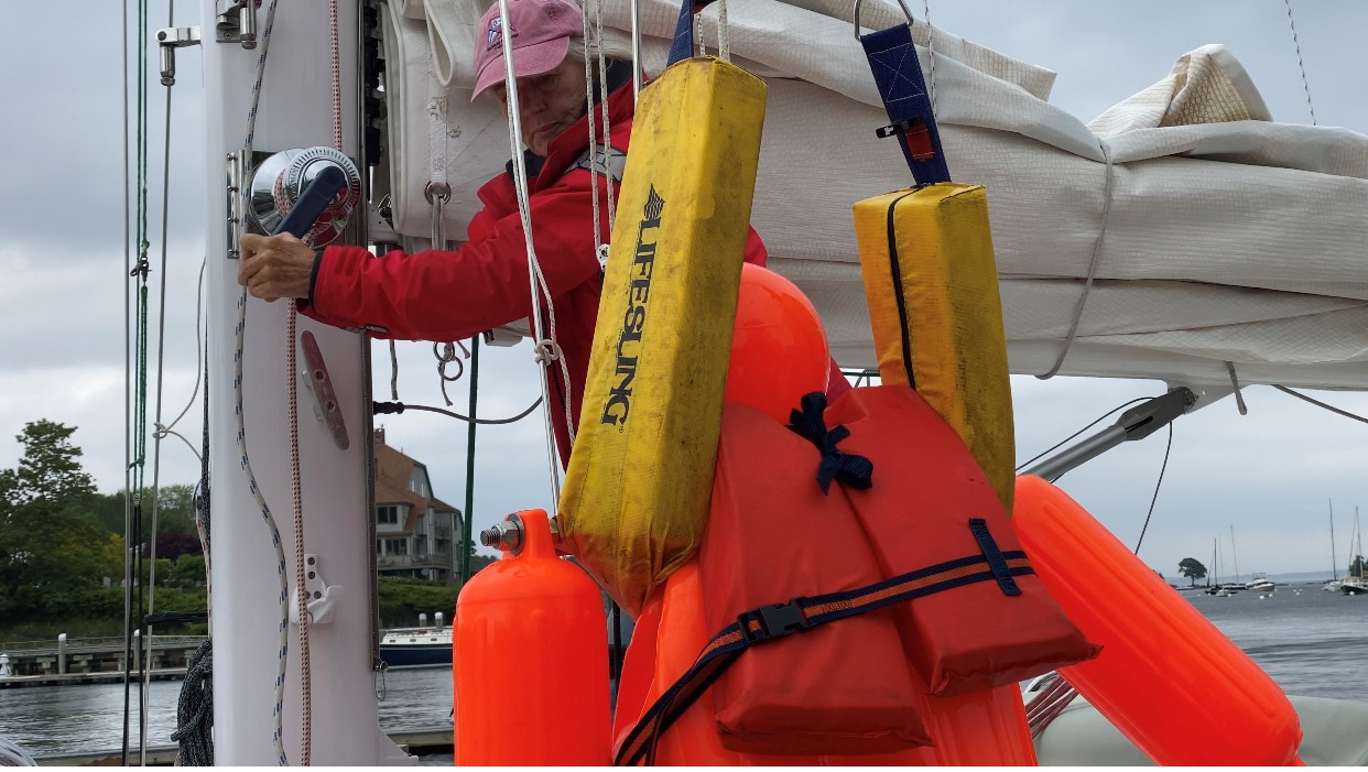 "Oscar" being hoisted